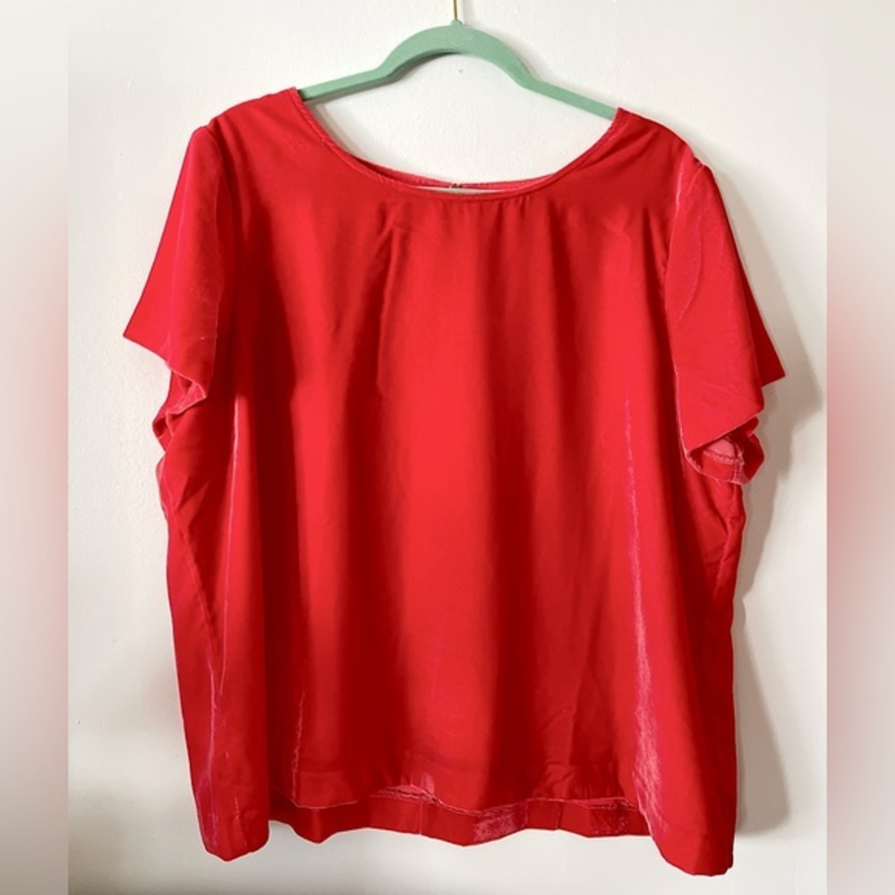 J. Crew Velvet Short Sleeve Pink Top Size XXL Women. NWOT